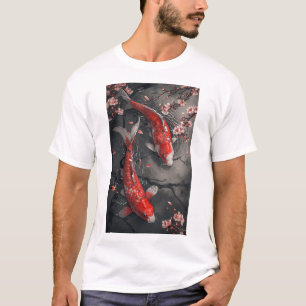 Camiseta Zen Red Koi Fish y Cherry Blossom Pond T-Shirt
