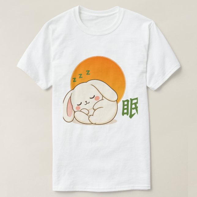 Camiseta Zen Sleeping Bunny – Kawaii Bunny Napping Japanese (Diseño del anverso)