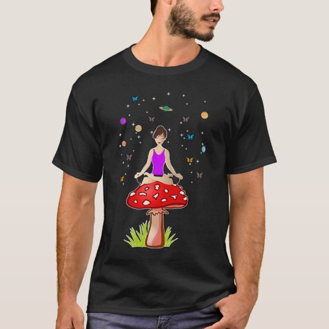 Camiseta Zen Yoga Meditation Women Mushroom Buddha psychede (Anverso)