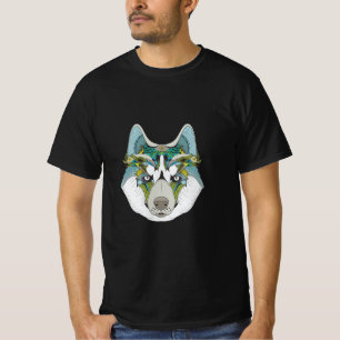 Camiseta Zenart estampado Husky Dog Blue Husky Face
