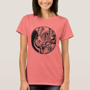 Camiseta Zendala abstracto blanco y negro en círculo