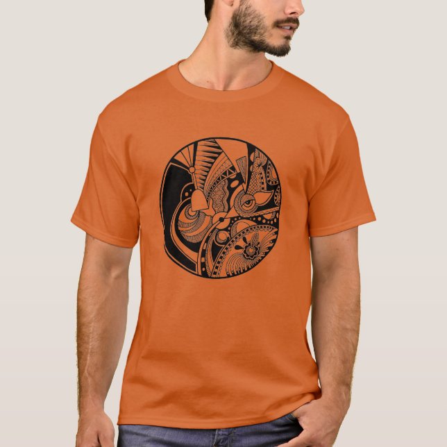 Camiseta Zendala abstracto blanco y negro en círculo (Anverso)