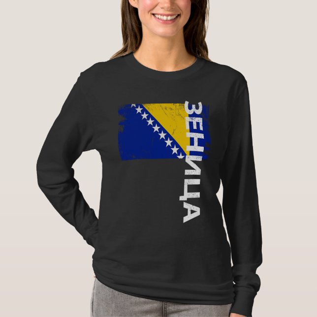 Camiseta Zenica Bosnia Flag For Bosnian Men Women Kids (Anverso)