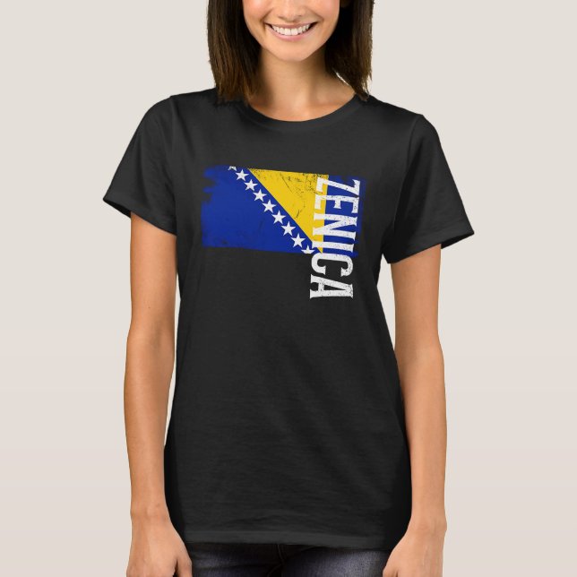 Camiseta Zenica Bosnia Flag For Bosnian Men Women Kids  1 (Anverso)