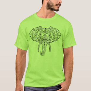 Camiseta Zentangle inspiró el elefante