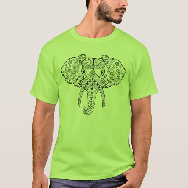 Camiseta Zentangle inspiró el elefante (Anverso)