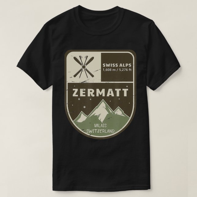 Camiseta Zermatt Alps Valais Suiza Vintage (Diseño del anverso)