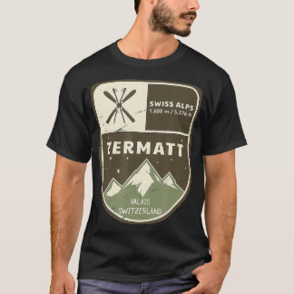 Camiseta Zermatt Alps Valais Suiza Vintage