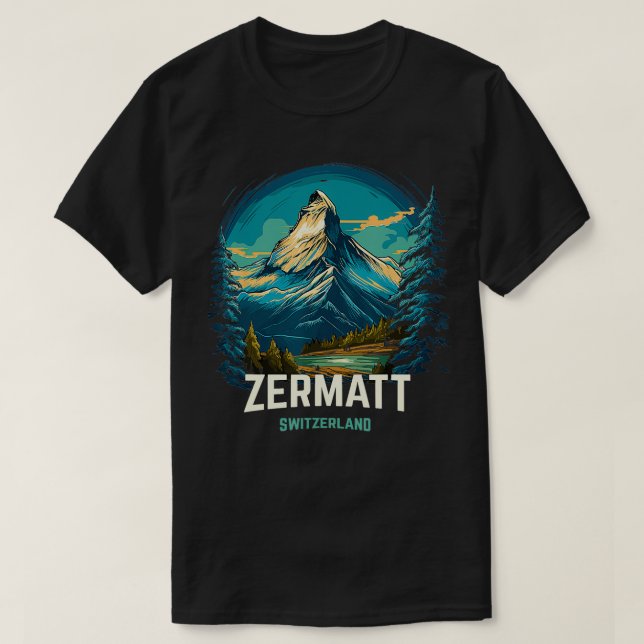 Camiseta Zermatt Suiza Vintage Ski Trip Matterhorn (Diseño del anverso)