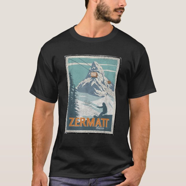 Camiseta Zermatt Switzerland Winter Skiing Snowboarding Ski (Anverso)