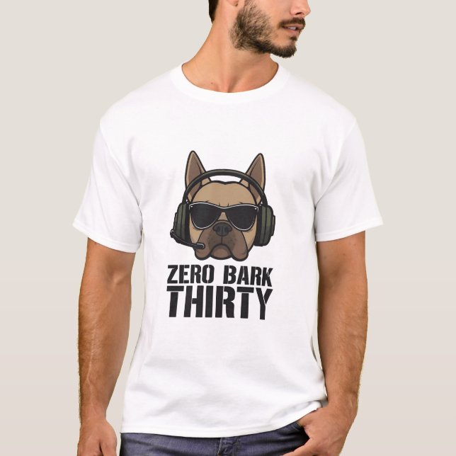 Camiseta Zero Bark Thirty Dog Parody Art (Anverso)