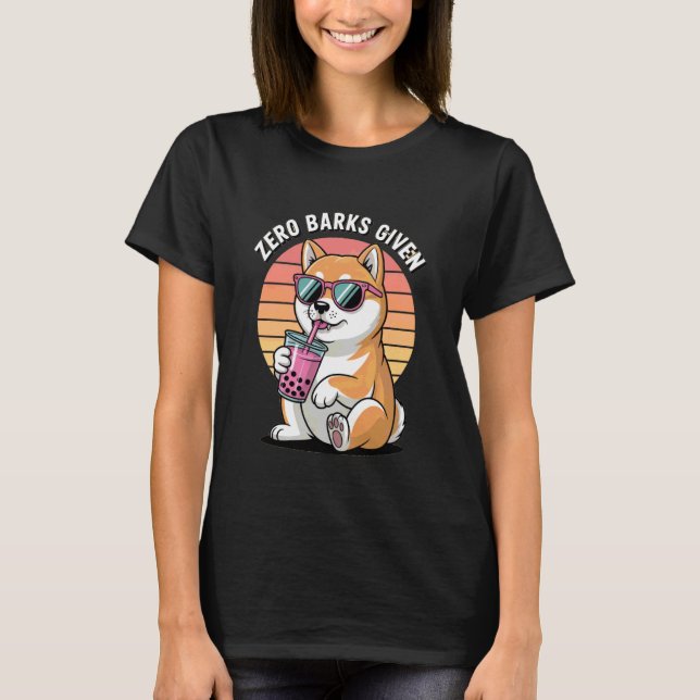 Camiseta Zero Barks Given Boba-Loving Shiba Inu Dog (Anverso)