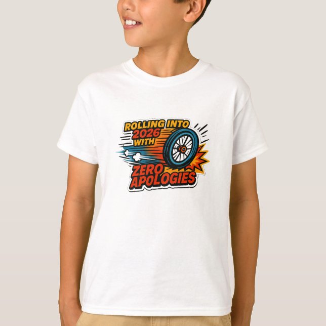 Camiseta “Zero Disculpas” Rodando en Silla de Ruedas hacia  (Anverso)