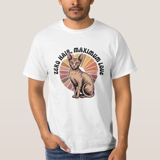 Camiseta Zero Hair Maximum Love Sphynx Art (Anverso)