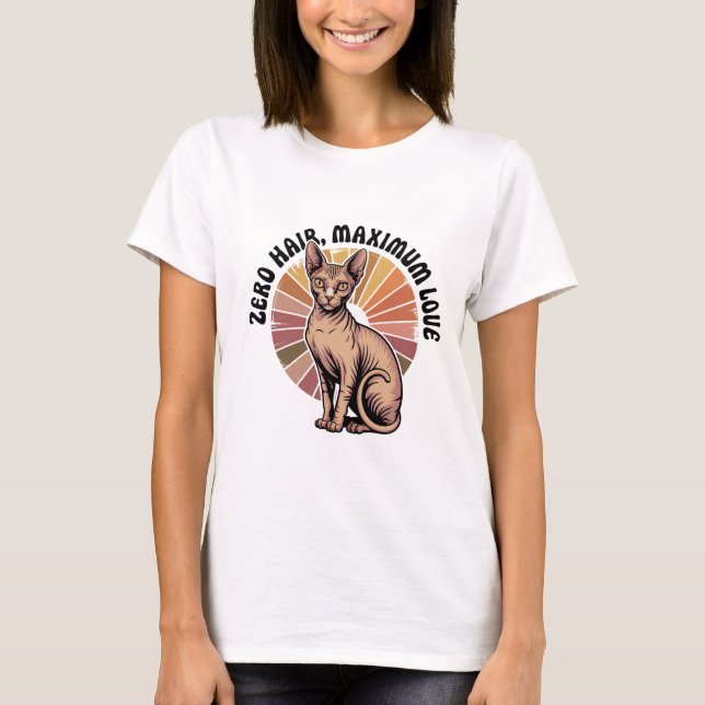 Camiseta Zero Hair Maximum Love Sphynx Art (Anverso)