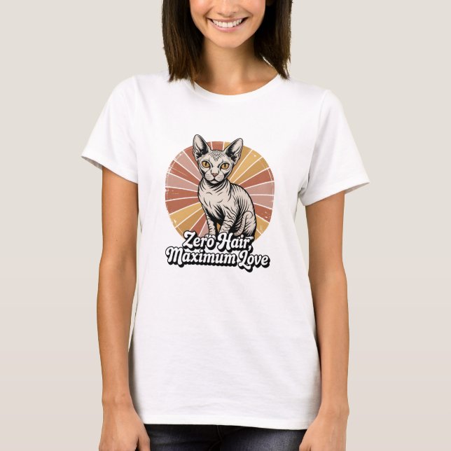 Camiseta Zero Hair Maximum Love Sphynx Retro (Anverso)