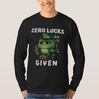 Camiseta Zero Lucks Given  Cute Owl St Patricks Day Party W