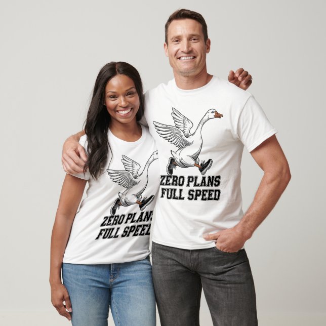 Camiseta Zero Planes Full Speed Funny Goose Runner Meme (Unisexo)