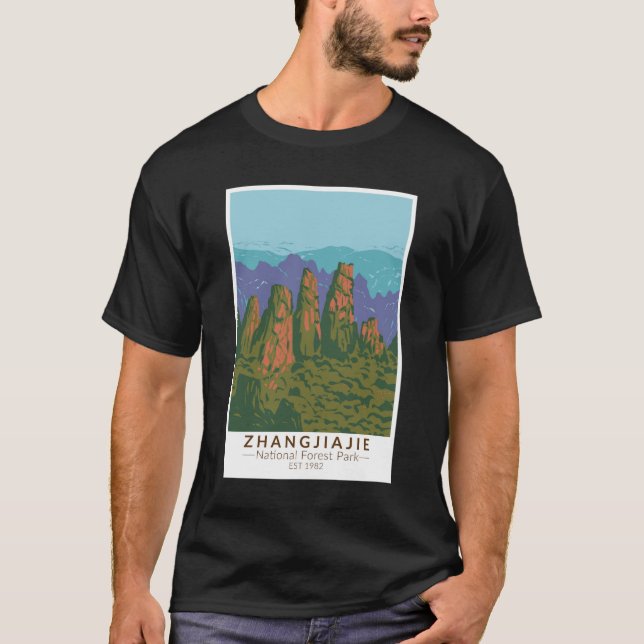 Camiseta Zhangjiajie National Forest China Travel Art Retro (Anverso)