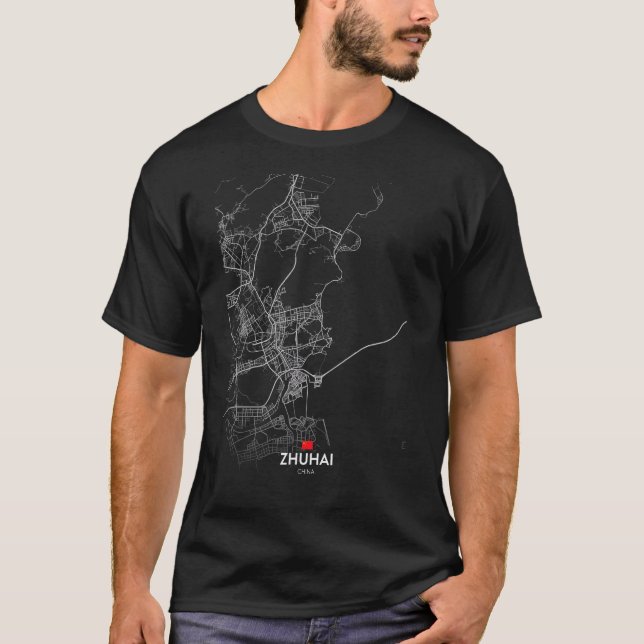 Camiseta zhuhai china City map Travel souvenir hometown (Anverso)