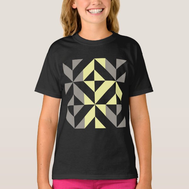 Camiseta ZigZag geométrico amarillo y plateado (Anverso)