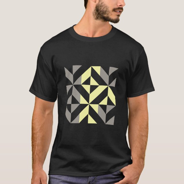 Camiseta ZigZag geométrico amarillo y plateado (Anverso)
