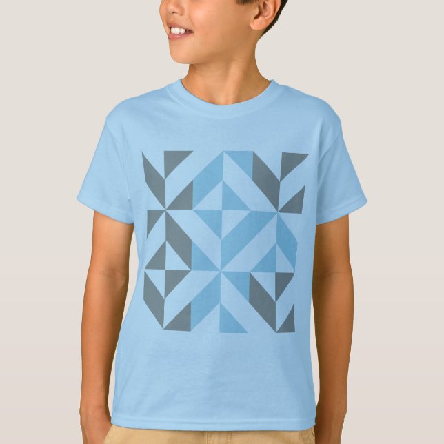 Camiseta ZigZag geométrico azul y plata (Anverso)