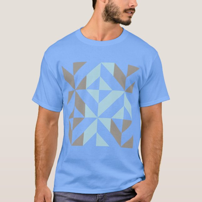 Camiseta ZigZag geométrico azul y plata (Anverso)