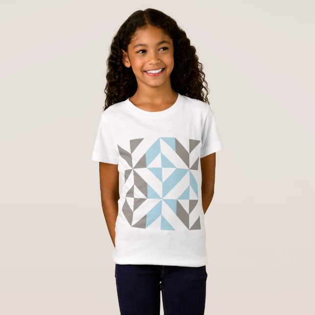 Camiseta ZigZag geométrico azul y plata (Anverso completo)