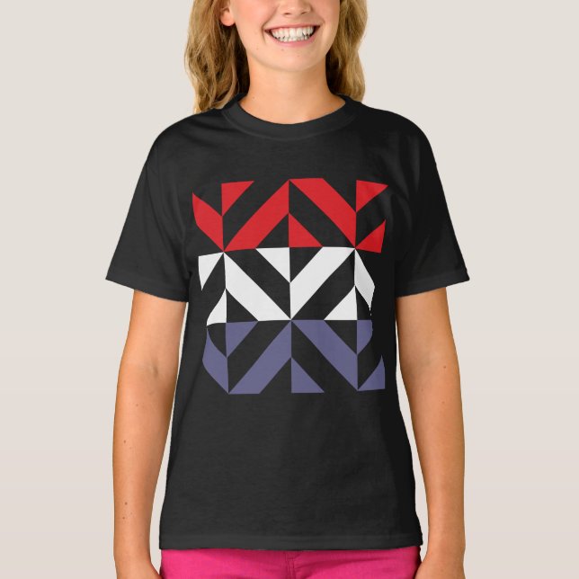 Camiseta ZigZag geométrico rojo blanco y azul (Anverso)