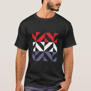 Camiseta ZigZag geométrico rojo blanco y azul