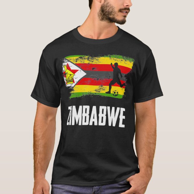 Camiseta Zimbabue: Bandera de Zimbabue Equipo de fútbol Zim (Anverso)