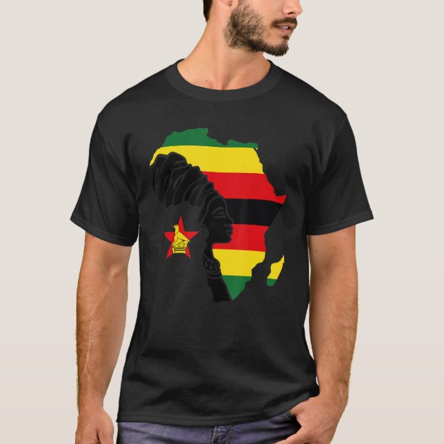 Camiseta Zimbabue Bandera Zimbabue Mapa de África de etnia  (Anverso)