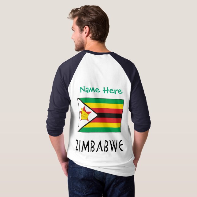 Camiseta Zimbabue: La bandera de Zimbabue, el verde, el hom (Reverso completo)