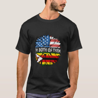 Camiseta Zimbabue Soy Ambos De Ellos Estados Unidos Girasol