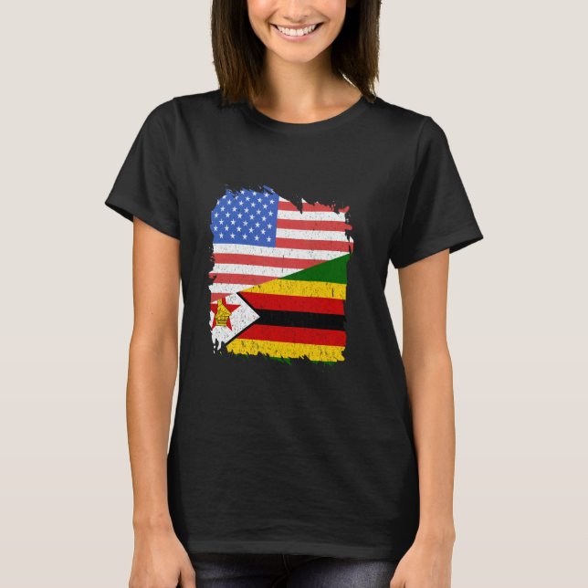 Camiseta Zimbabue Zimbabue Roots Estados Unidos América Zim (Anverso)