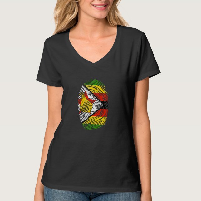 Camiseta Zimbabwe Country Flag Fingerprint DNA (Anverso)