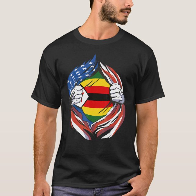 Camiseta Zimbabwe Flag American Proud of My Zimbabwean Heri (Anverso)