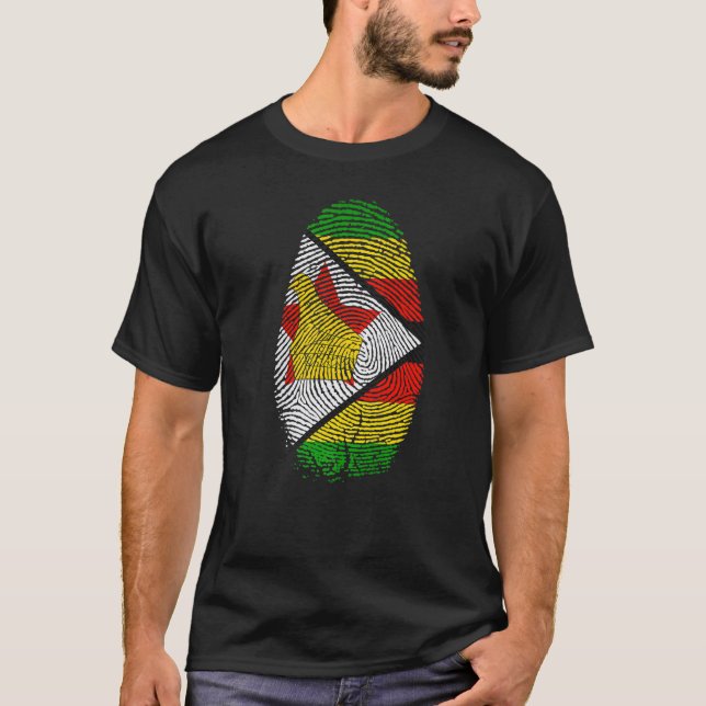 Camiseta Zimbabwe Flag Fingerprint It is in my DNA Gift Zim (Anverso)