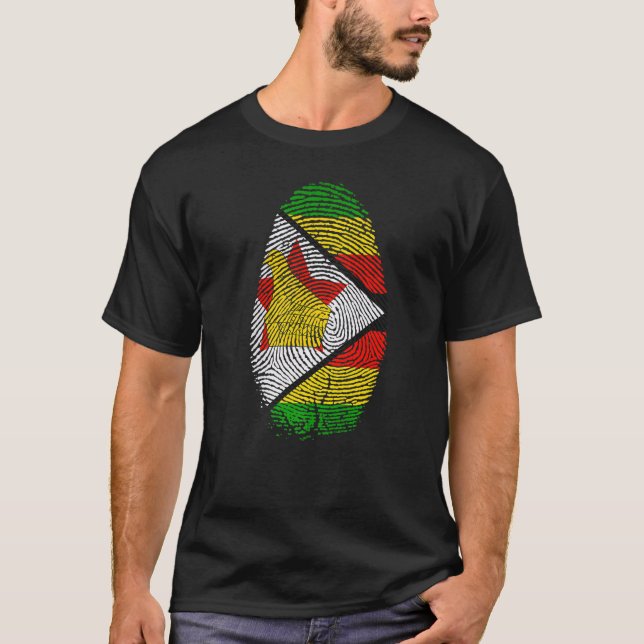 Camiseta Zimbabwe Flag Fingerprint It is in my DNA Gift Zim (Anverso)