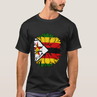 Camiseta Zimbabwe Flag Sunflower Zimbabwean Roots Zimbabwea
