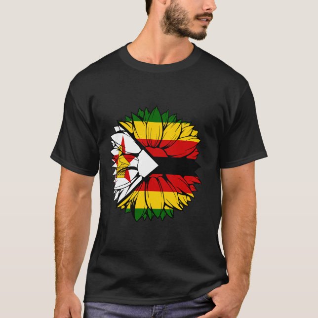 Camiseta Zimbabwe Flag Sunflower Zimbabwean Roots Zimbabwea (Anverso)