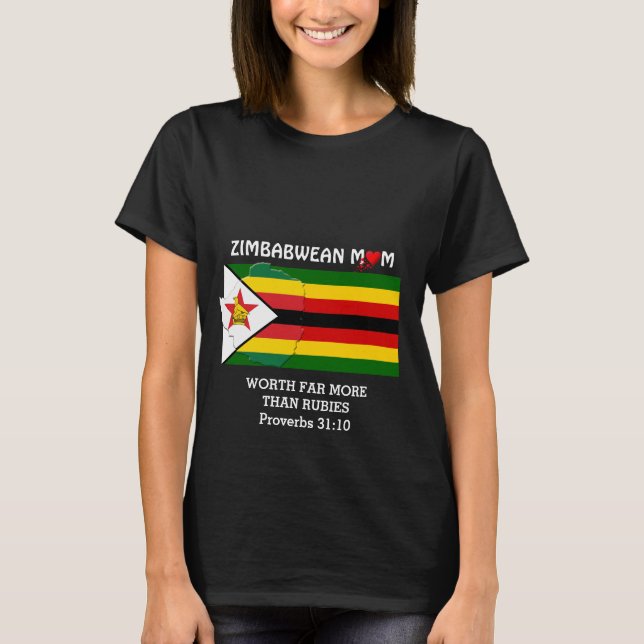 Camiseta ZIMBABWE MOM Valora más que Rubies PROV 31 Negro (Anverso)