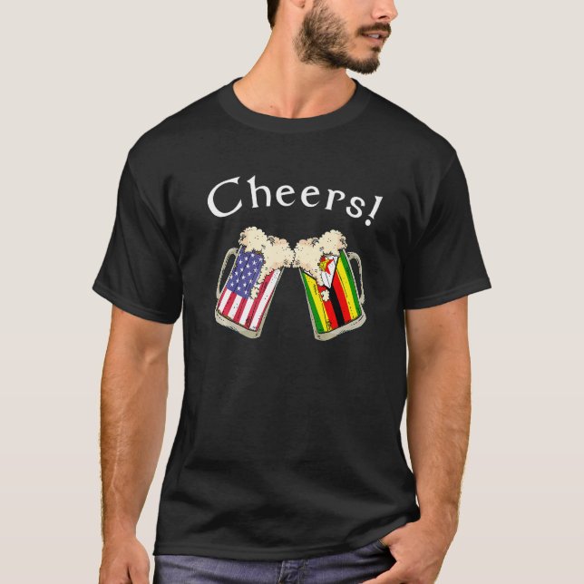 Camiseta Zimbabwean American Patriot Grown Country Cheers B (Anverso)