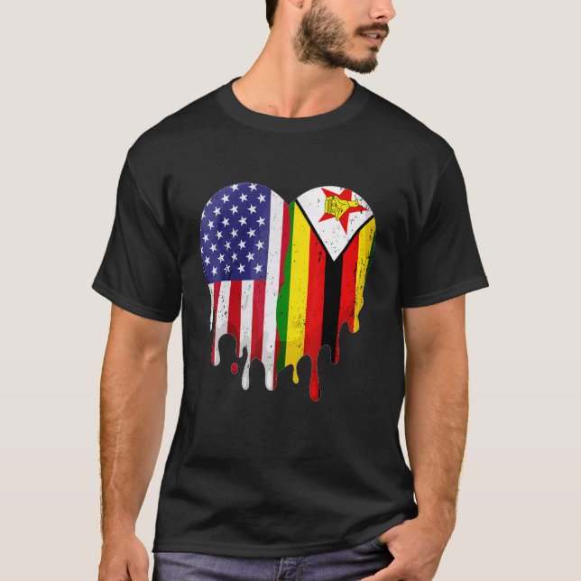 Camiseta Zimbabwean American Patriot Grown Country Melting  (Anverso)