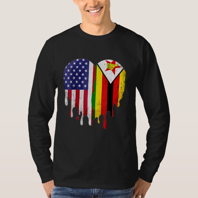 Camiseta Zimbabwean American Patriot Grown Country Melting  (Anverso)