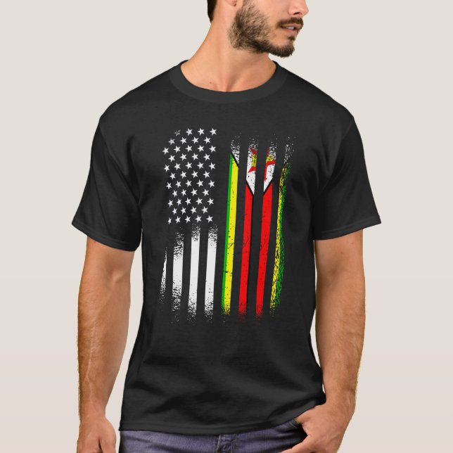 Camiseta Zimbabwean American Patriot Grown Country USA Flag (Anverso)