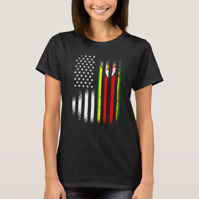 Camiseta Zimbabwean American Patriot Grown Country USA Flag (Anverso)