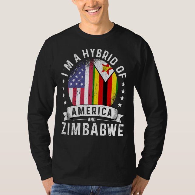 Camiseta Zimbabwean American Patriot Grown Flag Humor (Anverso)