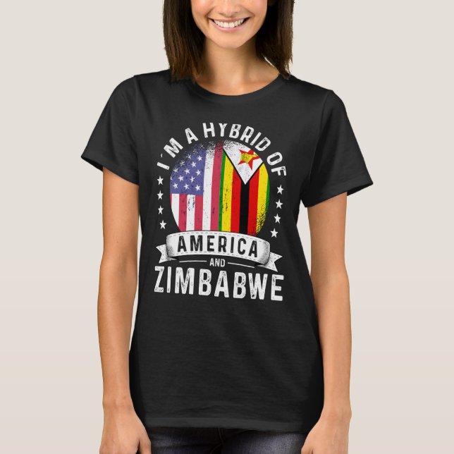 Camiseta Zimbabwean American Patriot Grown Flag Humor (Anverso)